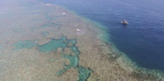 This 2016 photo taken by a drone camera shows part of Scarborough Shoal, also known as Panatag and Bajo de Masinloc, which is a traditional fishing ground of Filipino fishermen in the West Philippine Sea that is being claimed by China. REM ZAMORA, PHILIPPINE DAILY INQUIRER