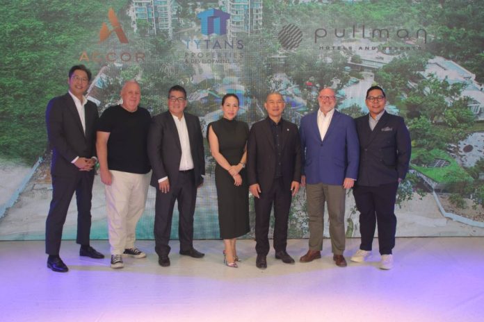 Signing of the largest branded residences project in the Philippines: (from left) Accor Vice President for Development Chris Cho, C9 Hotelworks Managing Director Bill Barnett, Tytans Properties Development Chairman Gerard Tan, Tytans Properties Development Board Member Congresswoman Daphne A. Lagon, Tytans Properties Development President Cong Sonny Lagon, Accor Chief Development Officer Asia Andrew Langdon, and Accor Director of Development Kash Salvador.
