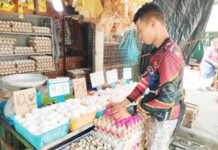 Fonderic Mate, a store attendant at the Iloilo Terminal Market, says they source their eggs from Metro Manila and Batangas. Their egg prices range from P7 to P10. AJ PALCULLO/PN