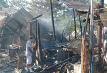 Yesterday afternoon’s blaze in Purok Kagaykay, Barangay 2, Bacolod City razed 12 houses and left approximately P1.5 million in damage. DGBAÑAGA/WATCHMEN DAILY JOURNAL
