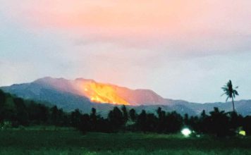 Over 3.5 hectares of land on Mount Panay in Miagao, Iloilo went up in flames on Wednesday night, Feb. 21. OMPZ / FACEBOOK