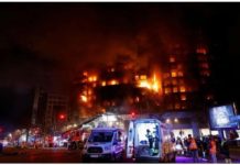 High-rise building engulfed by flames in Spanish city Fire guts a high-rise building in Valencia, Spain. REUTERS