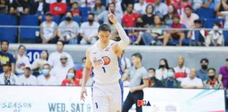 Justin Chua is still recovering from an ACL tear he sustained during the 2023 PBA Governors’ Cup finals. PBA IMAGES