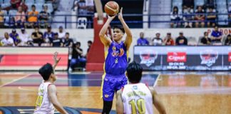 TNT Tropang Giga’s Calvin Oftana attempts a three-point shot. PBA PHOTO