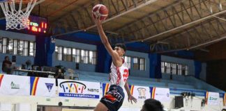 St. Robert’s International Academy Panda Rockets-Elite Lab’s Rengie Ecarma soars for a layup. PHOTO COURTESY OF NBTC