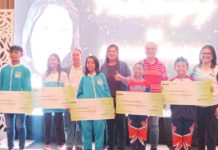 Delayed incentives for Palaro medalists finally released (From left) Athletes John Mark Pagdato and Ma. Jerlyn Ariego from Lemery, Iloilo; Marelyn Libuna from Calinog; and Precious Kylah Abreu and Sean Leumer Hitalia from Cabatuan receive their cash incentives from the Iloilo provincial government. Also in photo are Schools Division of Iloilo Superintendent Dr. Ernesto Servillon Jr., 2nd District Board member June Mondejar; Vice Gov. Christine Garin; Provincial Administrator Raul Banias; and Iloilo Sports Management and Development Office head Ma. Janelyn Fundal. IME SORNITO/PN