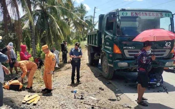 minors_critically_hurt_resized A collision between a motorcycle and a dump truck on Wednesday afternoon, March 6, left one student dead and two others critically hurt. BFP-DUEÑAS PHOTO