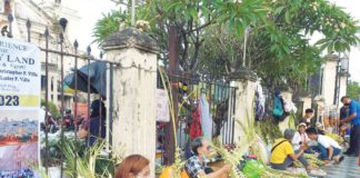 PALM SUNDAY marks the beginning of Holy Week. It commemorates Jesus Christ’s triumphant entry into Jerusalem where crowds greeted him by waving palm branches and covering his path with palm leaves. This Saturday, palm frond vendors are expected to start showing up in front churches such as the Jaro Metropolitan Cathedral in Jaro, Iloilo City in time for Sunday’s church activity. PN FILE PHOTO