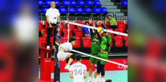 Iloilo D’Navigators’ Kyle Angelo Villamor smashes the ball towards the defense of Philippine Army Defenders in the recent PNVF Champions League. PNVF PHOTO