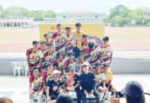 Barotac Nuevo secondary football players with coaches Japheth Buenalatrona and Neigil Ray Belencion. CONTRIBUTED PHOTO