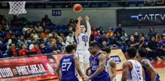 NLEX Road Warriors’ Robert Bolick Jr. knocks down a three-pointer. PBA PHOTO