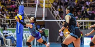 Galeries Tower Highrisers’ Alyssa Eroa attempts to save the ball. PVL PHOTO