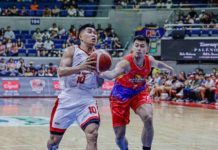 Nard John Pinto (left) has been voted by fans to be part of the 2024 PBA All-Star Game slated to take place on March 24 at the University of St. La Salle Gym in Bacolod City. PBA PHOTO