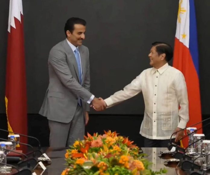 PBBM President Ferdinand Marcos Jr. welcomes to Malacañang the Emir of Qatar, Sheikh Tamim Bin Hamad Al Thani who is on a two-day state visit. The last state visit by the Qatari Emir to the Philippines was in 2012 by Hamad bin Khalifa Al Thani, the current leader’s father. PCO