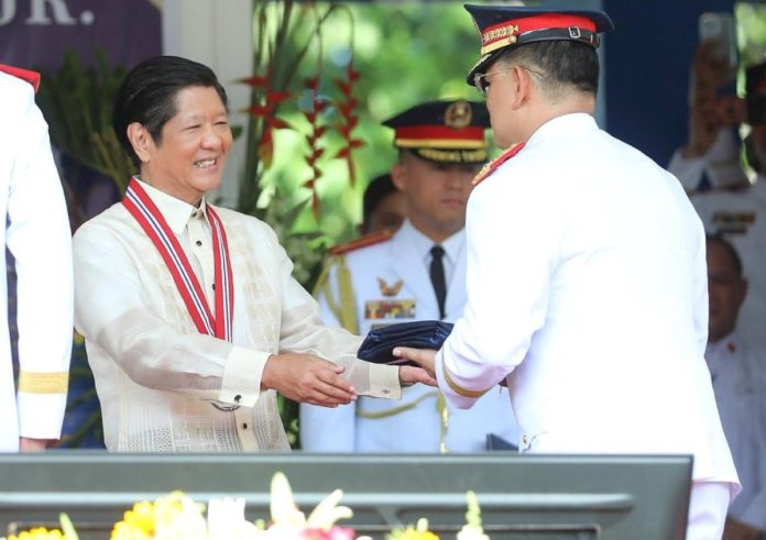 PNP (1) President Ferdinand R. Marcos Jr. urges the Philippine National Police (PNP) under Police General Rommel Francisco Marbil to remain vigilant amid all challenges and opportunities as the country strives to a peaceful and safe “Bagong Pilipinas.” PCO