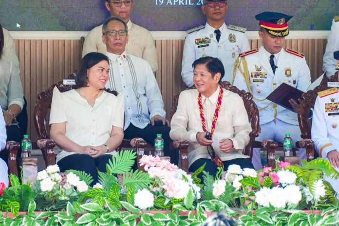 VP_Sara_resized LIKE NOTHING HAPPENED. President Ferdinand Marcos Jr. and Vice President Sara Duterte-Carpio are seen attending the 45th Philippine National Police Academy (PNPA) Commencement Exercises for “Layag-Diwa” Class of 2024 on April 19, 2024, the day when First Lady Liza Araneta-Marcos said Duterte-Carpio “crossed the line” by laughing when former President Rodrigo Duterte accused President Marcos Jr. of being “bangag.” PCO