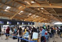 Clark airport cuts passenger target for 2024 Passengers line up at the check-in counters of the Clark International Airport new terminal building. The airport hit nearly 2 million passengers in 2023. BCDA PHOTO