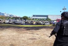 Nineteen vehicles catch fire at the open parking area of the Ninoy Aquino International Airport Terminal 3 in Pasay City on April 22. The Manila International Airport Authority reported that the blaze started past 1 p.m. and was declared out before 2 p.m. PNA