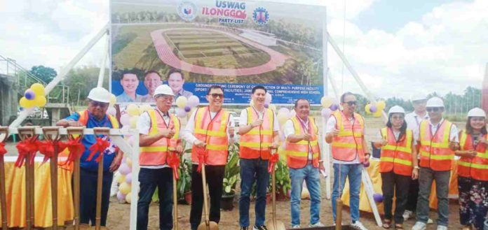 janiuay_sports_complex_resized Uswag Ilonggo Party-list’s Rep. James “Jojo” Ang, Iloilo 3rd District’s Cong. Lorenz Defensor and Janiuay’s Mayor Paulino Parian lead the groundbreaking for the P80-million sports complex at Janiuay Comprehensive High School in Janiuay, Iloilo.