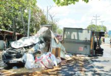 Drivers, passengers survive multi-vehicle crash A crash involving a six-wheeler truck, a sports utility vehicle, and a pickup truck, all with multiple passengers, erupted in Barangay Jibao-an, Pavia, Iloilo on Wednesday morning, April 10. AJ PALCULLO/PN