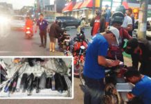 56 violators caught in stepped up enforcement of muffler ordinance Personnel of the Iloilo City Traffic Management Unit confiscated 12 modified mufflers during its operations on Wednesday, April 3. ICTMU PHOTOS