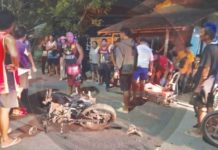 Three motorcycles figured in an accident y in Barangay Catungan I, Sibalom, Antique on Wednesday night, April 24. Five individuals were injured. K5 NEWS FM SAN JOSE 95.7 PHOTO