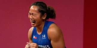 Filipina weightlifter Hidilyn Diaz-Naranjo fails to qualify for the 2024 Paris Olympics. FILE PHOTO COURTESY OF TOKYO OLYMPICS