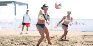 Negrense Melody Pons of Far Eastern University Lady Tamaraws digs the ball as her teammate Sheena Cafe looks on. PHOTO COURTESY OF BVR