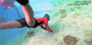 On the surface and underwater, Philippine Coast Guard divers find piles of dead corals in Escoda (Sabina) Shoal, taking them as signs of another island-building activity by the Chinese. PHOTO FROM THE X POSTS OF PCG SPOKESPERSON COMMODORE JAY TARRIELA