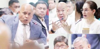 Sen. Ronald Dela Rosa (left photo), chairperson of the Senate Committee on Public Order and Dangerous Drugs, presides over a hearing and investigation on the so-called “PDEA leaks” at the Senate in Pasay City on May 7, 2024 with resource persons former Philippine Drug Enforcement Agency agent Jonathan Morales (center), actress Maricel Soriano (upper right), and (lower left photo) PDEA Director General Moro Virgilio Lazo (holding paper) and Director Martin Francia. PNA