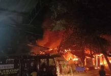 A fire broke out in Barangay Poblacion, Belison, Antique on Wednesday night, May 1, leaving a house and three business establishments damaged. BELISON FIRE STATION PHOTO