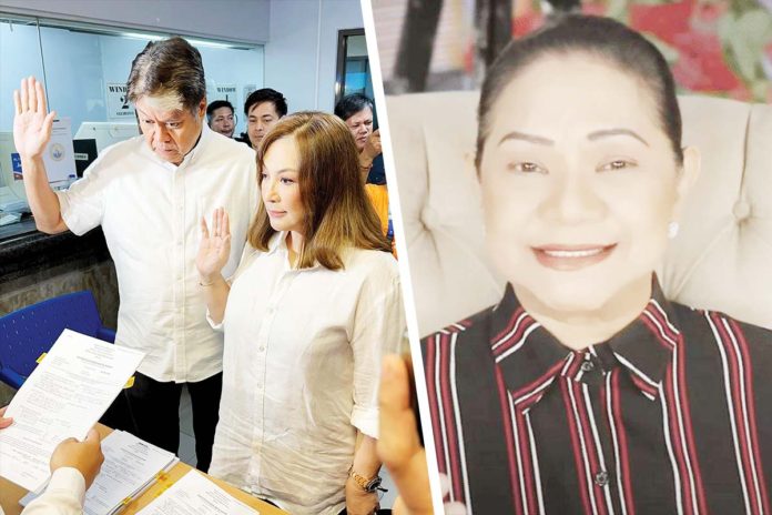 cuneta-fermin Kiko Pangilinan and Sharon Cuneta (left photo) file a cyber libel complaint against Cristy Fermin (right photo) on May 10. NELSON CANLAS PHOTO, SCREENGRAB/YOUTUBE/SHOWBIZ NOW NA
