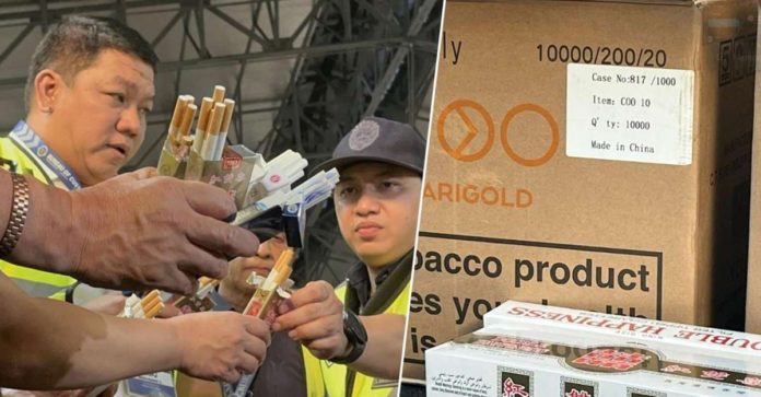 illegal_cigs_resized The Bureau of Customs (BOC) seizes P791 million worth of smuggled cigarettes and vape products from Singapore inside three containers at the Manila International Container Port on Tuesday, May 14. PHOTOS COURTESY OF BOC