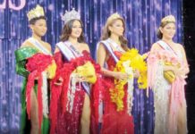Alexie Brooks (left) of Iloilo is crowned Miss Eco International Philippines 2025. She shares the stage with fellow beauty queens Ahtisa Manalo of Quezon Province (Miss Cosmo International Philippines); Tarah Valencia of Baguio (Miss Supranational Philippines); and Cyrille Payumo of Pampanga (Miss Charm Philippines). PEP PHOTO BY NIKKO TUAZON