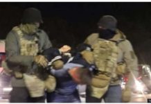 This grainy video shows a man being arrested for suspicion of colluding with Russian security services to kill Ukraine’s President Volodymyr Zelensky. TELEGRAM/SBU FOOTAGE