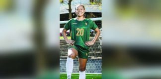 Jonela Albiño from Iloilo City converted on a free kick that broke the 1-1 stalemate to put the Lady Tamaraws ahead and eventually complete a perfect season for a record 12th title overall. PHOTO COURTESY OF FEU FOOTBALL