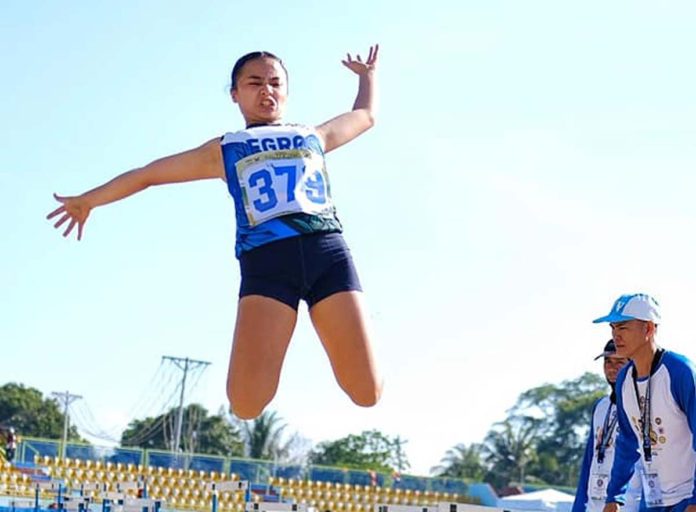 sports-negros Bianca Juliana Seroy of Negros Occidental won a gold medal in triple jump and long jump (secondary girls athletics) of the 2024 WVRAA Meet. PHOTO COURTESY OF PINOY FIESTA