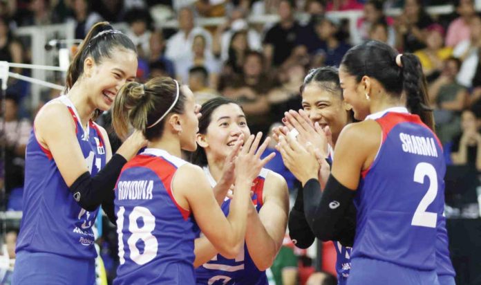 sports_AVC_resized Members of Alas Pilipinas rejoices after their upset win over Australia. PHOTO COURTESY OF PNVF
