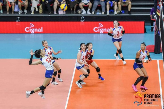 sports_Alas_resized Negrense Angel Canino prepares to attack as her Alas Pilipinas teammates look on. PVL PHOTO