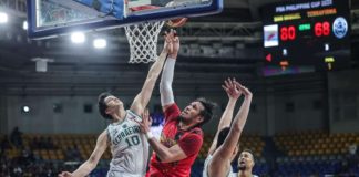 San Miguel Beermen’s June Mar Fajardo had his shot blocked by the defense of Aklanon Andreas Cahilig of Terrafirma Dyip. PBA PHOTO