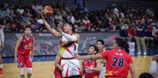 San Miguel Beermen's Simon Enciso attempts a tight reverse layup. PBA PHOTO
