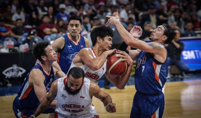 sports_PBA_resized Barangay Ginebra San Miguel Kings’ Japeth Aguilar muscles his way to grab the rebound. PBA PHOTO