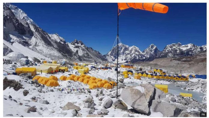 Nepal_resized Tents sit at Mount Everest Base Camp. Fewer permits were issued and fewer climbers died on Mount Everest in 2024 than in 2023. PA
