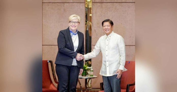 PBBM_superimposed President Ferdinand R. Marcos Jr. and Lithuanian Prime Minister Ingrida Šimonyte on Friday agreed to uphold international rules-based order in the pursuit of peace and security. PCO
