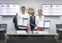 Finance Secretary Ralph G. Recto (left) and Ambassador of the French Republic to the Philippines Marie Fontanel sign a government-to-government agreement on financial and development cooperation at the Department of Finance office in Manila on June 7, 2024. The agreement aims to deliver pioneering projects that help reduce poverty and pave the way to inclusive growth for all Filipinos. DEPARTMENT OF FINANCE PHOTO