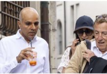 Ajay Hinduja (left) and his wife Namrata arrive with their lawyer Robert Assael at a court house in Geneva. EPA