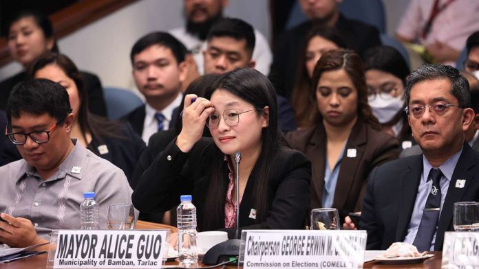alice_resized The Department of Interior and Local Government previously said the taskforce created to investigate Mayor Alice Guo’s (center) alleged link to illegal Philippine Offshore Gaming Operations in Bamban, Tarlac had some “troubling findings of serious illegal acts which may have severe legal implications.” MARIANNE BERMUDEZ, PHILIPPINE DAILY INQUIRER