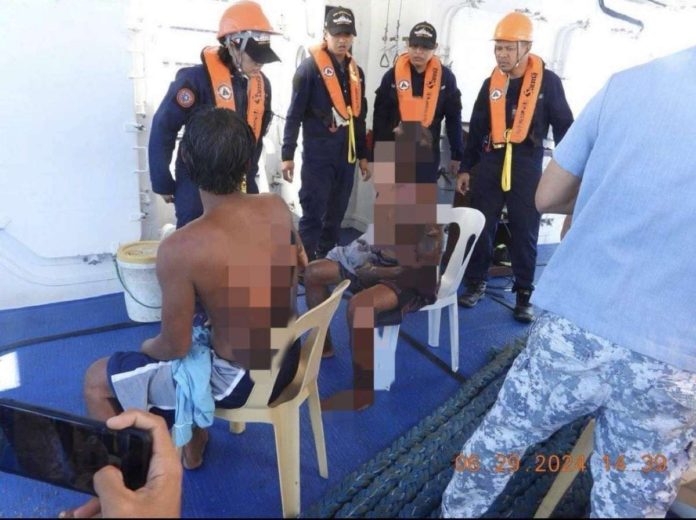 coastguard_resized These two fishermen from Subic town, Zambales suffered severe burns after their boat’s engine exploded while fishing near Scarborough Shoal on Saturday, June 29. PHOTO COURTESY OF PCG