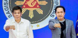 In this undated photo, former president Rodrigo Duterte and friend Pastor Apollo Quiboloy do the so-called “Duterte fist bump”. Quiboloy is currently in hiding. He has a standing a warrant of arrest from the Davao Regional Trial Court for the charge of violating Republic Act 7610 or the Anti-Child Abuse Law, specifically the provision on sexual abuse of minor and maltreatment.