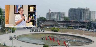 City Administrator Lucille Gelvolea (inset) appeals to the public, especially those visiting Bacolod City Government Center, to avoid throwing trash in the fountain area.